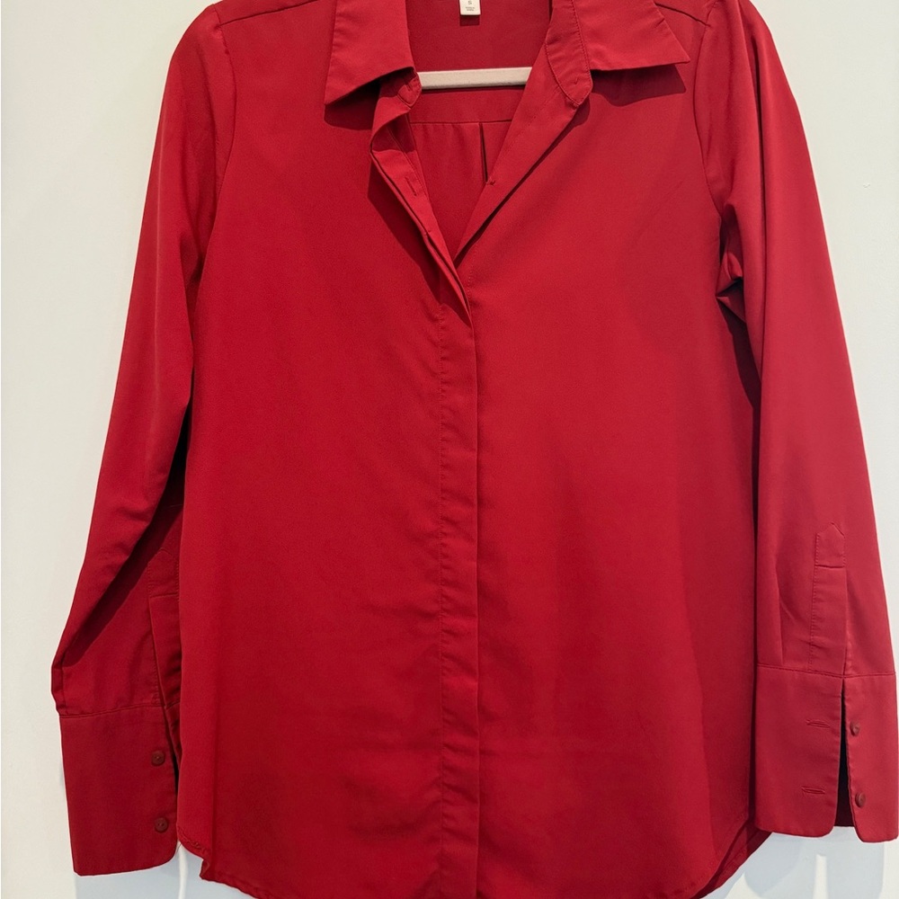 Women's Red Button-Up Shirt